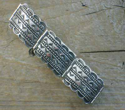 American Indian Sterling Silver Link Bracelet - Stamped